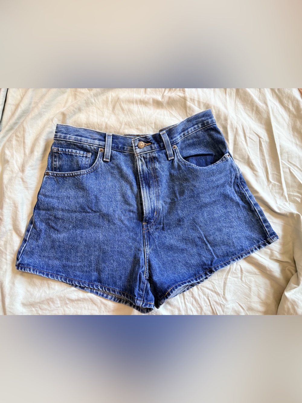 High waisted denim mom shorts